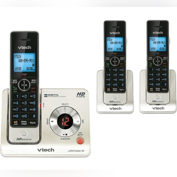 VTech Expandable Cordless Phone w/ 3 Handsets & Answering Machine, Silver - Picture 1 of 1